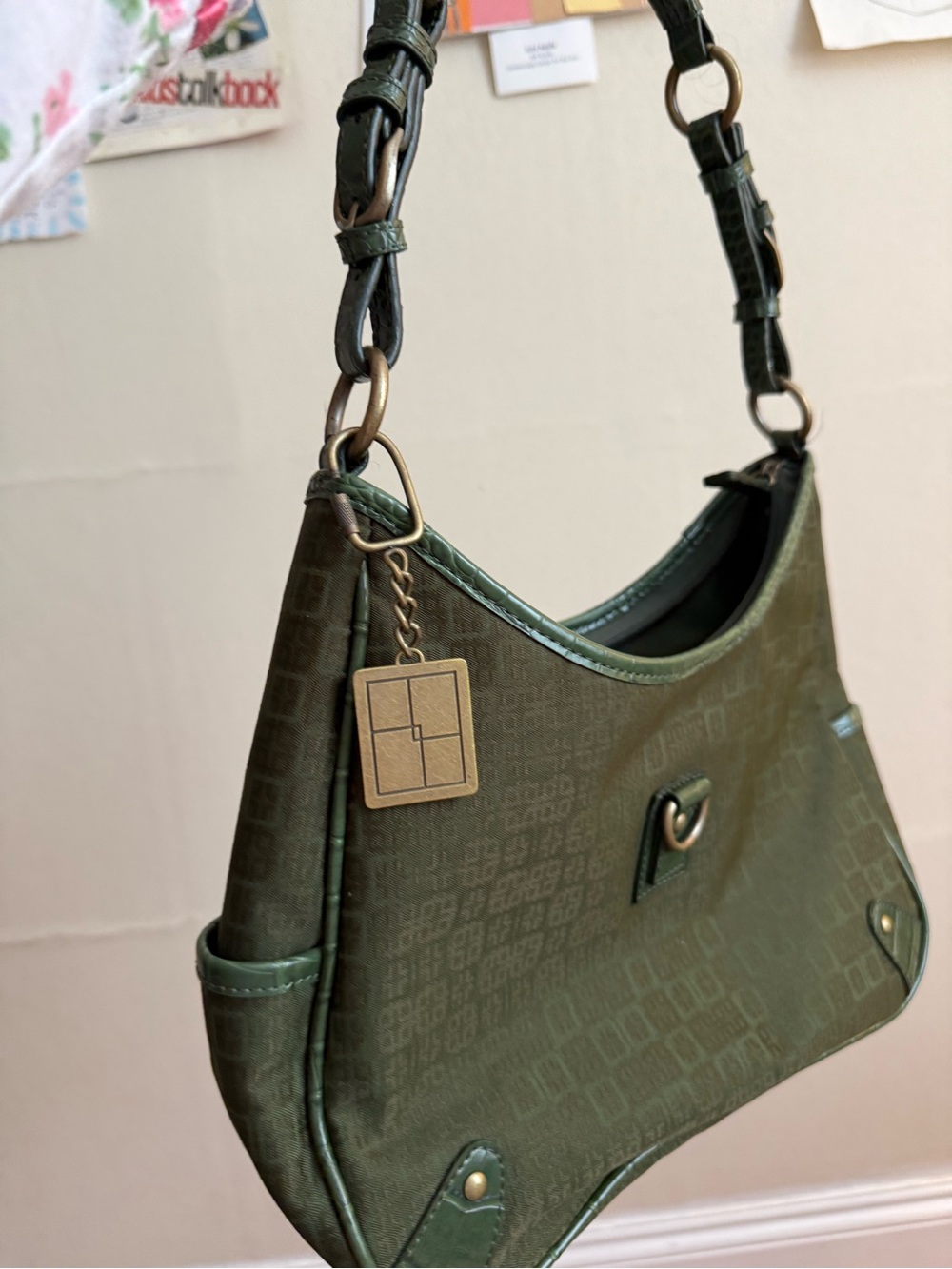 Vtg 2000s green worthington shoulder bag